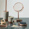 Neptune Round Swivel Bathroom Mirror - Concrete & Copper