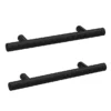 2 X Arezzo Industrial Style Knurled 'T' Bar Matt Black Handles (96mm Centres) -Duravit Bathroom Shop 2xaz20l
