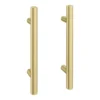 2 X Round 'T' Bar Brushed Brass Additional Handles - L155mm (96mm Centres)