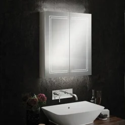 HIB Edge 60 LED Illuminated Aluminium Mirror Cabinet