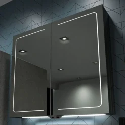 HIB Vapor 80 LED Illuminated Aluminium Mirror Cabinet 5 HIB Vapor 80 LED Illuminated Aluminium Mirror Cabinet -Duravit Bathroom Shop 51600 l