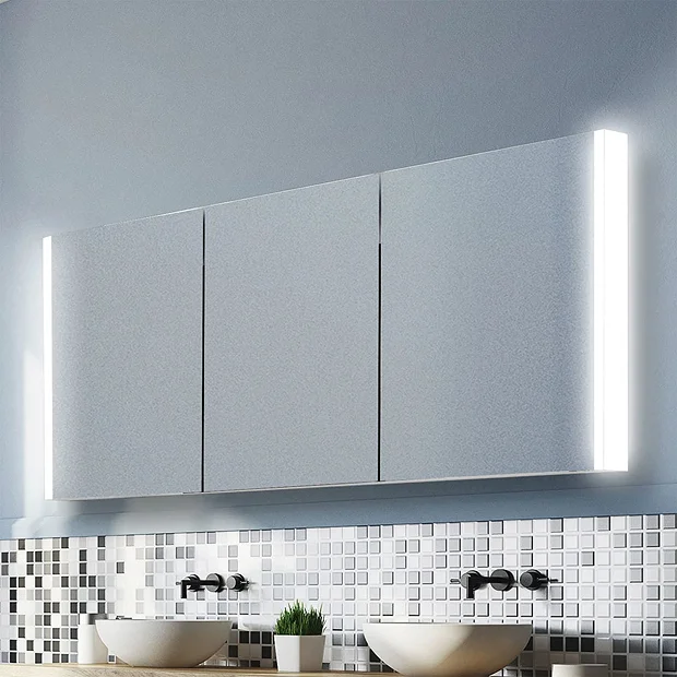 HIB Paragon 120 LED Illuminated Aluminium Mirror Cabinet 4 HIB Paragon 120 LED Illuminated Aluminium Mirror Cabinet - Image 2