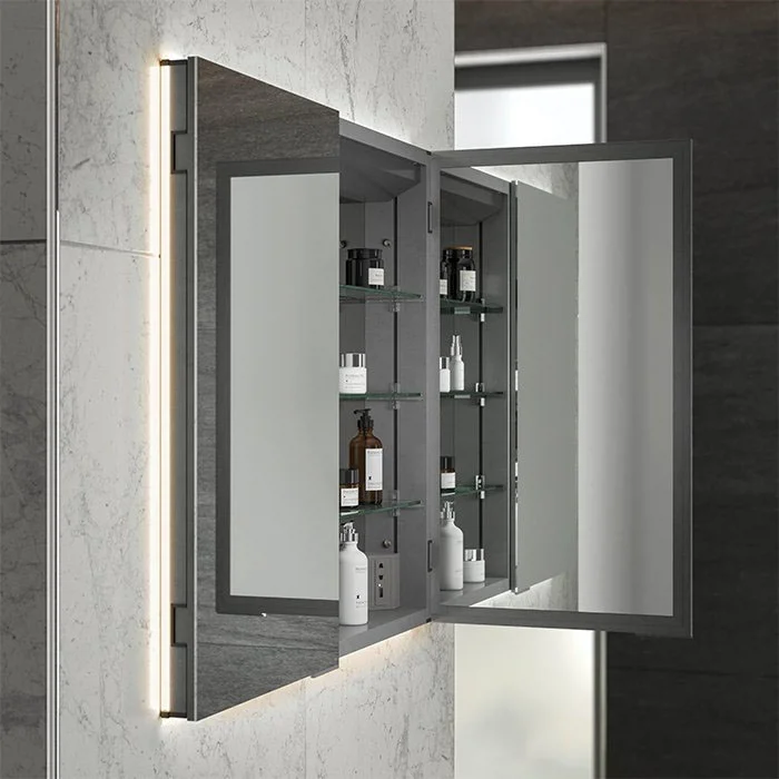 HIB Atrium 60 Semi-Recessed LED Aluminium Mirror Cabinet 5 HIB Atrium 60 Semi-Recessed LED Aluminium Mirror Cabinet - Image 3