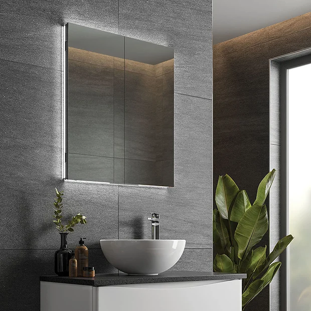 HIB Atrium 60 Semi-Recessed LED Aluminium Mirror Cabinet 4 HIB Atrium 60 Semi-Recessed LED Aluminium Mirror Cabinet - Image 2