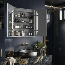 HIB Dimension 60 Bluetooth LED Illuminated Aluminium Mirror Cabinet -Duravit Bathroom Shop 54600 d1