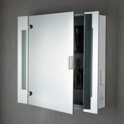 Searchlight Illuminated Bathroom Mirror Cabinet With Shaver Socket