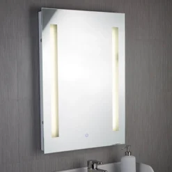 Searchlight Illuminated 2 Light Touch Bathroom Mirror With Shaver Socket -Duravit Bathroom Shop 7450 d1