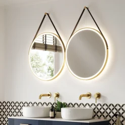HIB Solstice Brushed Brass 60 Round LED Illuminated Mirror -Duravit Bathroom Shop 79520750d1