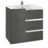 Roca Victoria-N 600m 3-Drawer Wall Hung Vanity Unit - Gloss Anthracite Grey -Duravit Bathroom Shop 855839153 l
