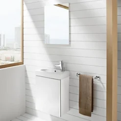 Roca Mini 450m Wall Hung Vanity Unit & Mirror Pack - Gloss White -Duravit Bathroom Shop 855865806 d1