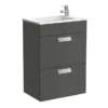 Roca Debba 500m 2-Drawer Wall Hung Vanity Unit - Gloss Anthracite Grey -Duravit Bathroom Shop 855904153 l
