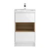 Hudson Reed Coast 500mm Floorstanding 2 Drawer Vanity Unit With Open Shelf & Basin - Gloss White/Coco Bolo -Duravit Bathroom Shop abmcowcb5fdos l