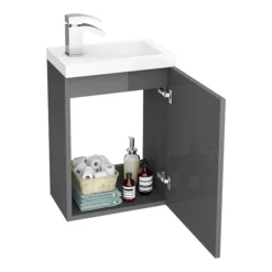 Apollo2 405mm Gloss Grey Compact Wall Hung Vanity Unit -Duravit Bathroom Shop apc2gwh4 nd1