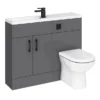 Apollo2 1100 Gloss Grey Slimline Combination Furniture Pack (excl. Pan + Cistern) W. Matt Black Handles -Duravit Bathroom Shop aps1100gmb d3