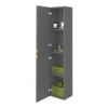 Arezzo Matt Grey Mirrored Wall Hung Tall Storage Cabinet With Brushed Brass Handles -Duravit Bathroom Shop arz263bb d2
