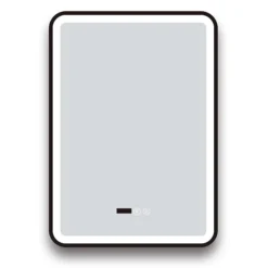 Arezzo Matt Black 500 X 700mm Rectangular LED Illuminated Anti-Fog Bathroom Mirror With Time Display -Duravit Bathroom Shop arzim01mb d3