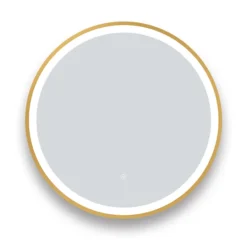 Arezzo Brushed Brass 600mm Round LED Illuminated Anti-Fog Bathroom Mirror -Duravit Bathroom Shop arzim08bb d2
