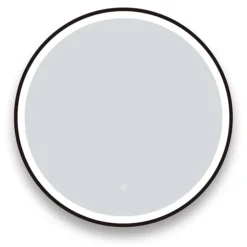 Arezzo Matt Black 700mm Round LED Illuminated Anti-Fog Bathroom Mirror -Duravit Bathroom Shop arzim09mb d1