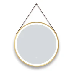 Arezzo Brushed Brass Hanging 600mm Round LED Illuminated Anti-Fog Bathroom Mirror -Duravit Bathroom Shop arzim11bb d1