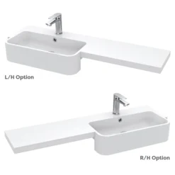 Arezzo 1100 Matt Green Semi-Recessed Round Combination Vanity Unit (Matt Black Flush & Handles) -Duravit Bathroom Shop az11tgmbnd5