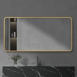 Arezzo Brushed Brass Framed Bathroom Mirror - 1400 X 700mm 10 Arezzo Brushed Brass Framed Bathroom Mirror - 1400 X 700mm -Duravit Bathroom Shop az147cvbb d2