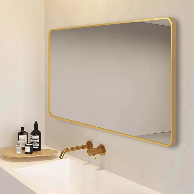 Arezzo Brushed Brass Framed Bathroom Mirror - 1400 X 700mm 4 Arezzo Brushed Brass Framed Bathroom Mirror - 1400 X 700mm - Image 2