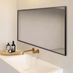 Arezzo Matt Black Square Edge Framed Bathroom Mirror - 1400 X 500mm -Duravit Bathroom Shop az147mb d2