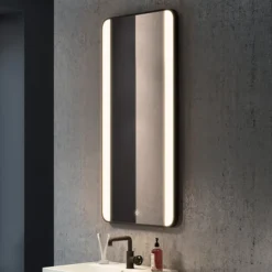 Arezzo Matt Black 600 X 1200mm Rectangular LED Illuminated Anti-Fog Bathroom Mirror -Duravit Bathroom Shop az2212mb nl