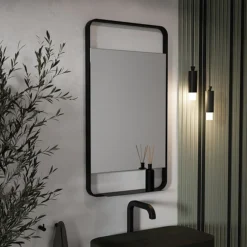 Arezzo Matt Black 550 X 1000mm Mirror With Shelf -Duravit Bathroom Shop az55100mb d1