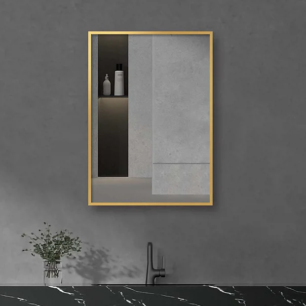 Arezzo Brushed Brass Square Edge 700 X 500 Mirror 3 Arezzo Brushed Brass Square Edge 700 X 500 Mirror
