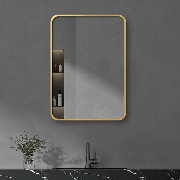 Arezzo Brushed Brass 700 X 500 Rectangular Mirror 3 Arezzo Brushed Brass 700 X 500 Rectangular Mirror
