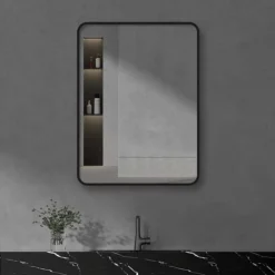 Arezzo Matt Black 800 X 600 Rectangular Mirror -Duravit Bathroom Shop az68cvmb l