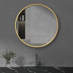 Arezzo Brushed Brass 600mm Round Mirror