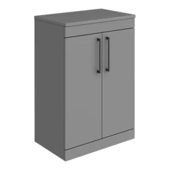 Arezzo 600 Grey Floor Standing Unit With Pink Rectangular Counter Top Basin + Toilet Pack -Duravit Bathroom Shop az6gpkctp2 d1