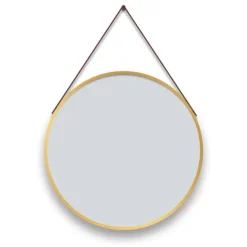 Arezzo Brushed Brass Hanging 600mm Round Bathroom Mirror -Duravit Bathroom Shop az6hmbb d1