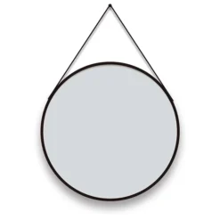 Arezzo Matt Black Hanging 600mm Round Bathroom Mirror -Duravit Bathroom Shop az6hmmb d1