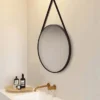 Arezzo Matt Black Hanging 600mm Round Bathroom Mirror -Duravit Bathroom Shop az6hmmb d2