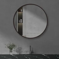 Arezzo Matt Black 700mm Round Mirror -Duravit Bathroom Shop az7brm d3