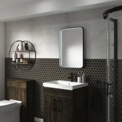 Arezzo Matt Black 500 X 700mm Rectangular LED Illuminated Bathroom Mirror With Infrared Sensor & Anti-Fog -Duravit Bathroom Shop az8910mb d2