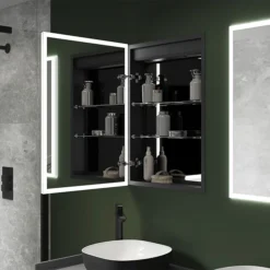Arezzo 500 X 700mm Recessed LED Illuminated Bathroom Mirror Cabinet With Shaver Socket & Anti-Fog -Duravit Bathroom Shop az8920mb d2