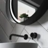 Arezzo Matt Black 600mm Round Colour Changing LED Illuminated Bathroom Mirror With Anti-Fog