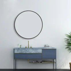 Arezzo Matt Black 800mm Round Mirror -Duravit Bathroom Shop az8brm d1n
