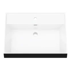 Arezzo Countertop Basin Unit - Gloss White With Black Frame - 800mm Incl. Matt Black Basin