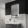 Arezzo Matt Black 800 X 500mm Backlit LED Bathroom Mirror With Hanging Shelf & Anti-Fog -Duravit Bathroom Shop az9003mb d1