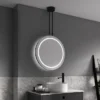 Arezzo Matt Black 600mm Hanging LED Illuminated Bathroom Mirror With Infrared Sensor & Anti-Fog -Duravit Bathroom Shop az9203mb d2