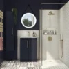 Arezzo Floor Standing Vanity Unit - Matt Blue - 500mm With Industrial Style Brushed Brass Handles