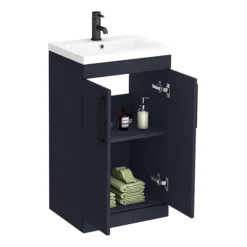 Arezzo 500 Matt Blue Floor Standing Vanity Unit With Matt Black Handles -Duravit Bathroom Shop azb5fsvbkd4