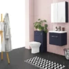 Arezzo 500 Matt Blue Wall Hung 1-Drawer Vanity Unit With Rose Gold Handle -Duravit Bathroom Shop azb5whvrg d4