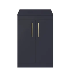 Arezzo Floor Standing Countertop Vanity Unit - Matt Blue - 600mm With Brushed Brass Handles -Duravit Bathroom Shop azb6fswbb d2