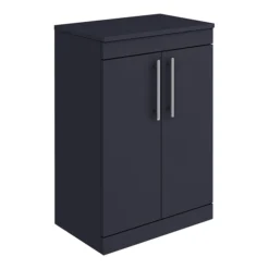 Arezzo Floor Standing Countertop Vanity Unit - Matt Blue - 600mm With Industrial Style Chrome Handles -Duravit Bathroom Shop azb6fswchisnl
